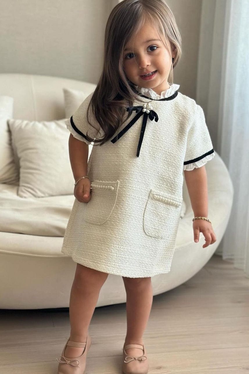 Robe Blanche En Tweed Filles 