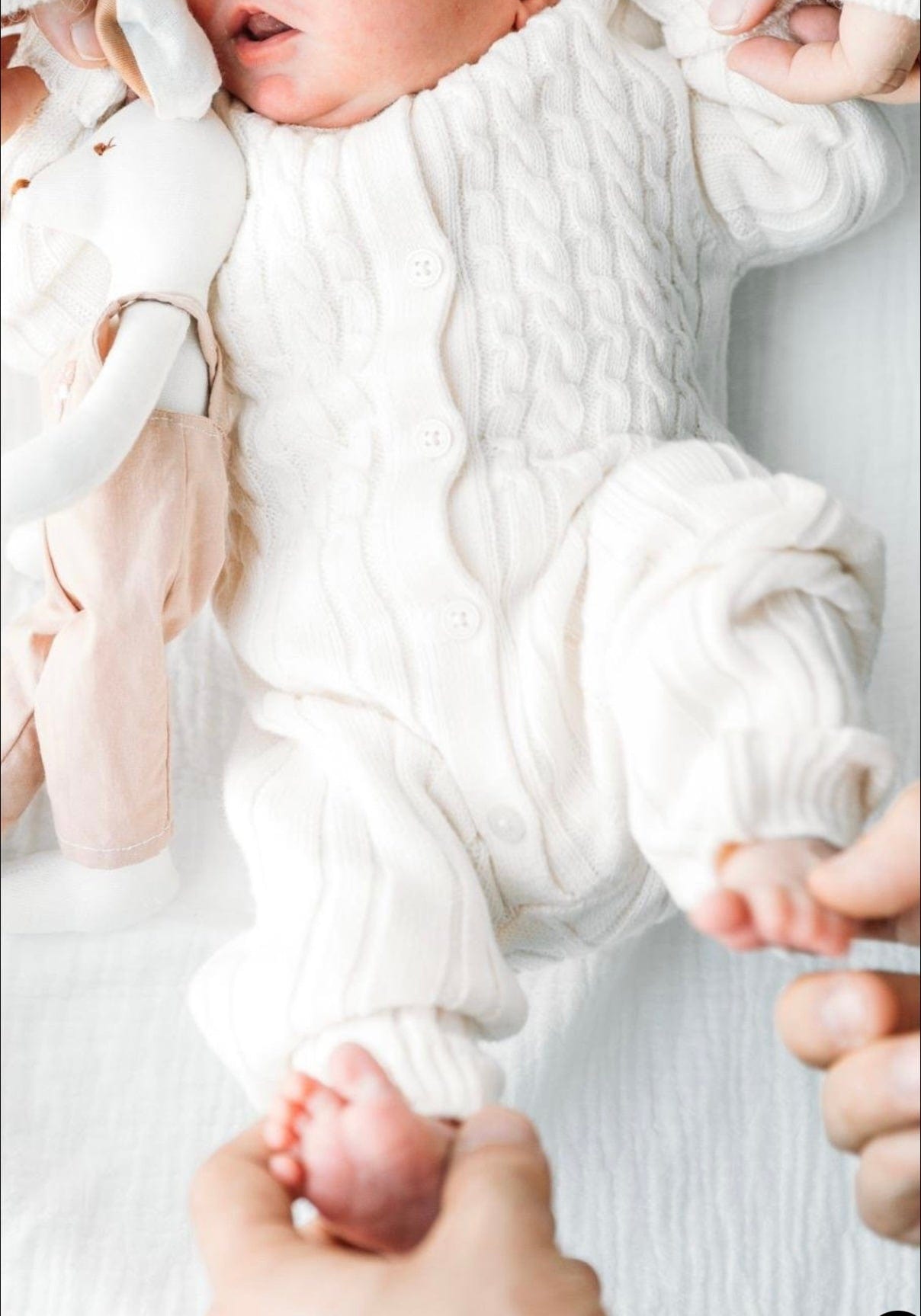 5-Piece Knitwear Suit Set Newborn Ecru Unisex