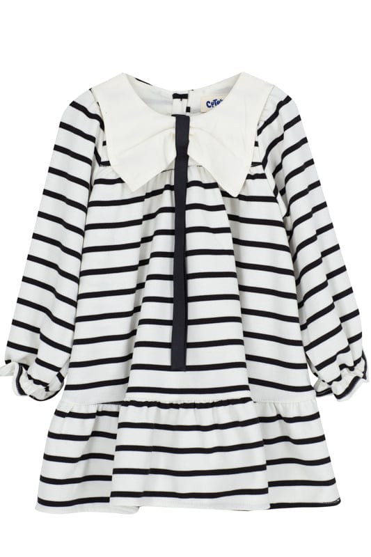 Long Sleeve Striped Combed Cotton Dress Girls - Baby