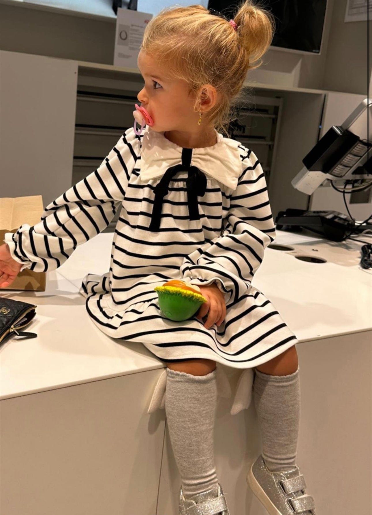 Long Sleeve Striped Combed Cotton Dress Girls - Baby