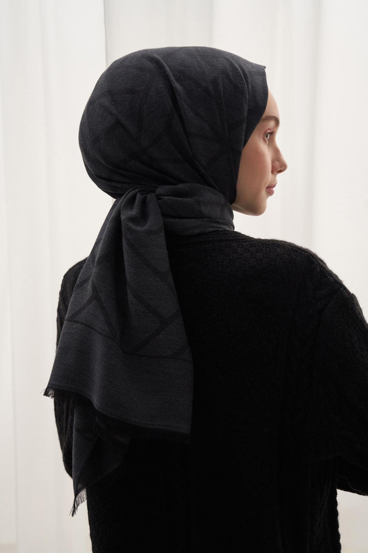 Vence doppelseitiger Hijab aus Baumwollseide mit geometrischem Muster